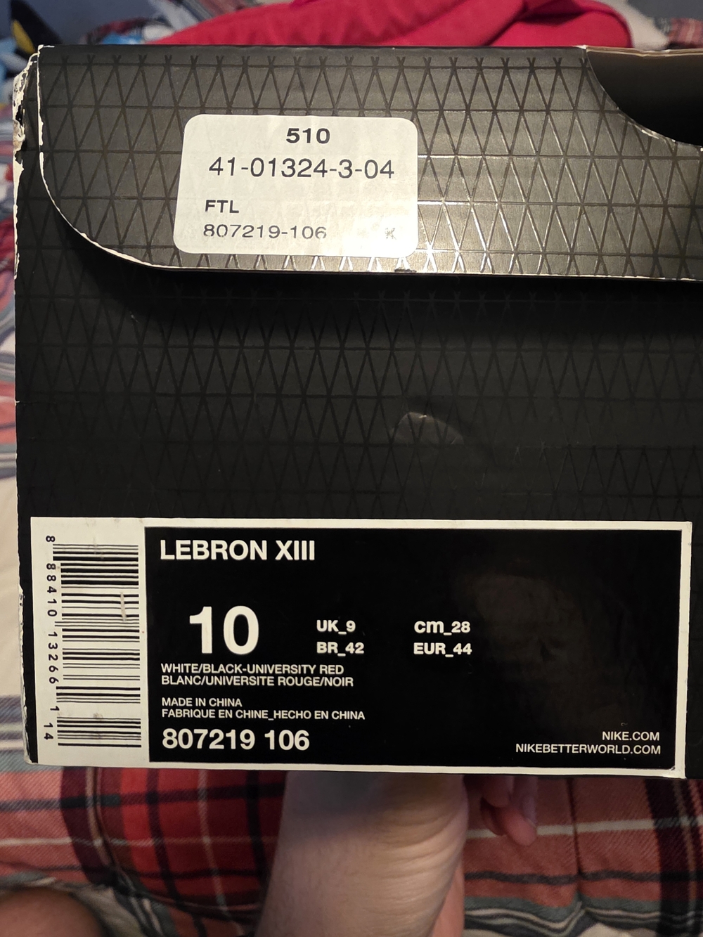 Nike LeBron XIII Men's Basketball Shoes - White/Black-University Red (Size 10)
